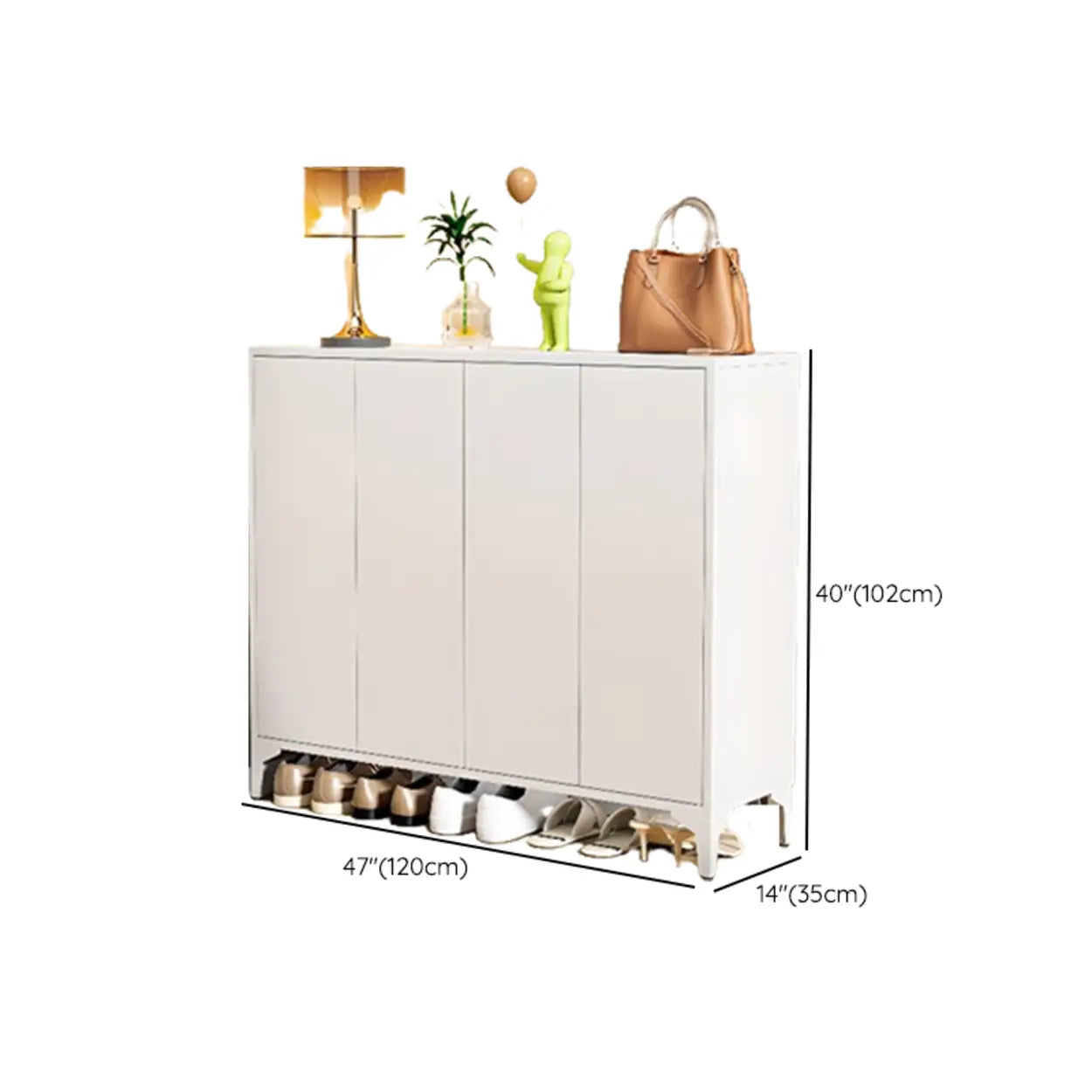 Modern White Wood Large Entryway Shoe Cabinet