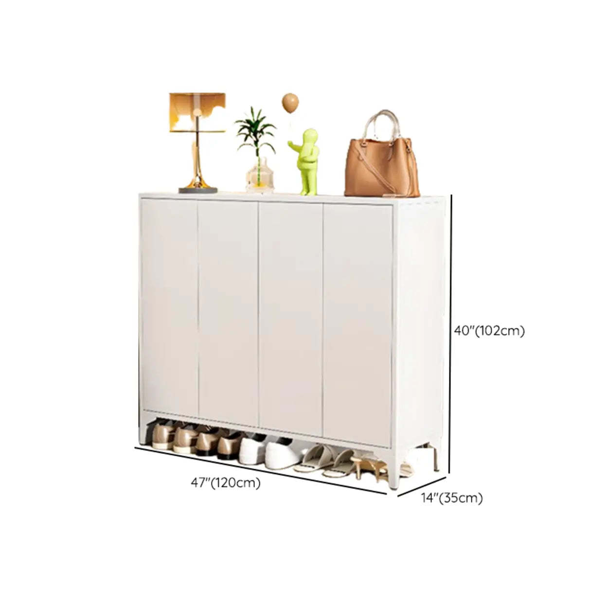 Modern White Wood Large Entryway Shoe Cabinet