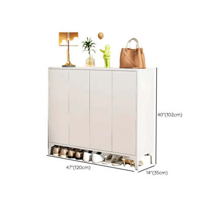 Modern White Wood Large Entryway Shoe Cabinet