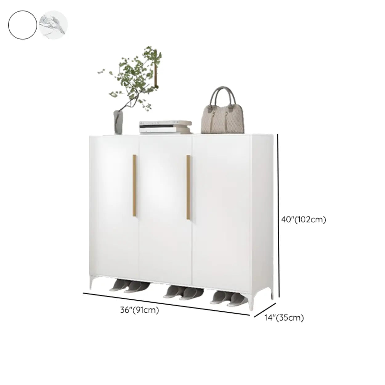 Modern White Wood Large Entryway Shoe Cabinet