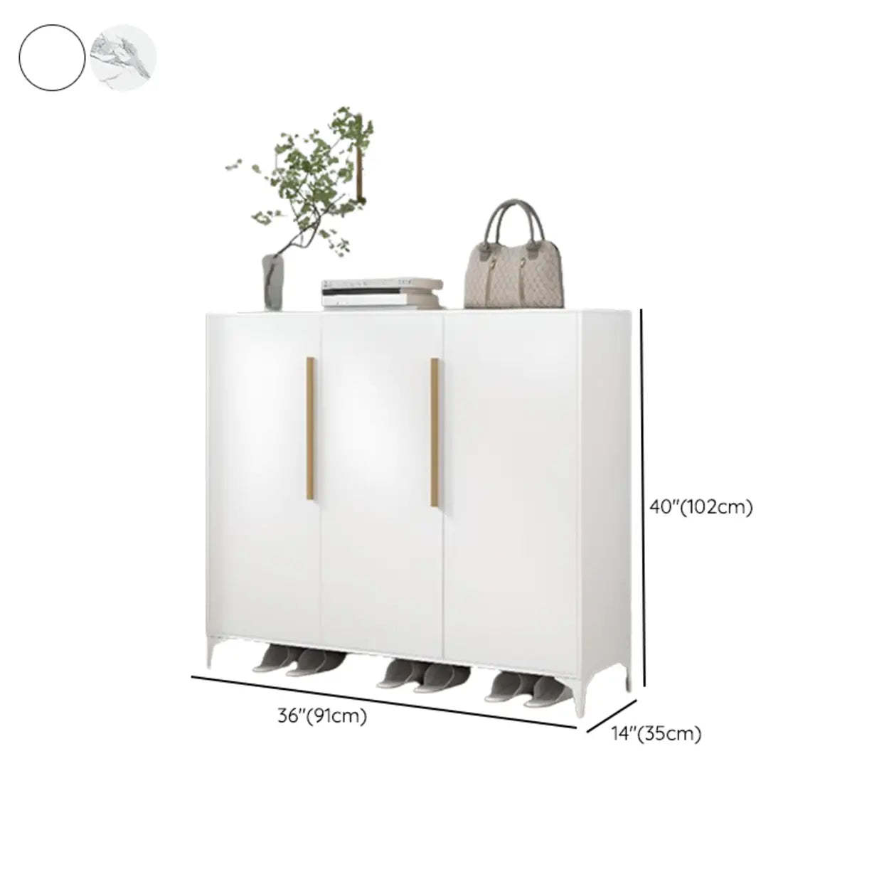 Modern White Wood Large Entryway Shoe Cabinet