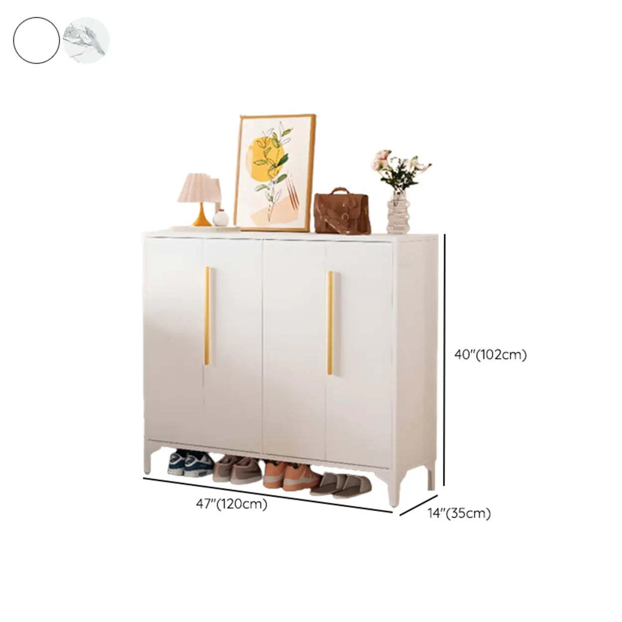 Modern White Wood Large Entryway Shoe Cabinet