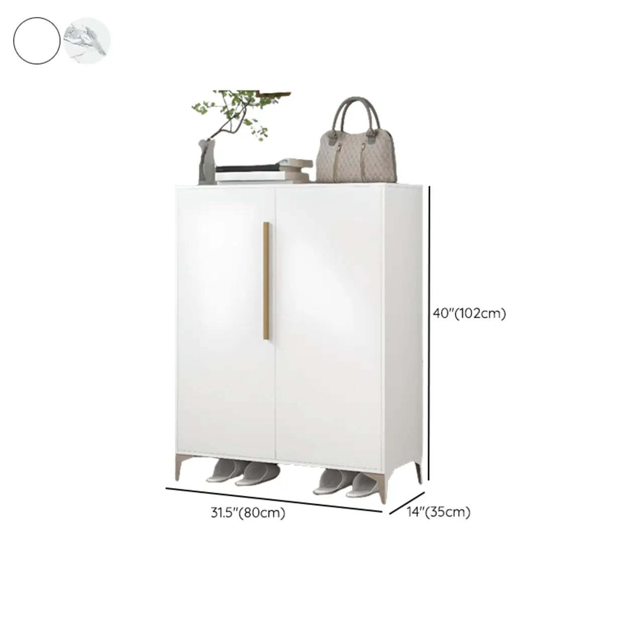 Modern White Wood Large Entryway Shoe Cabinet
