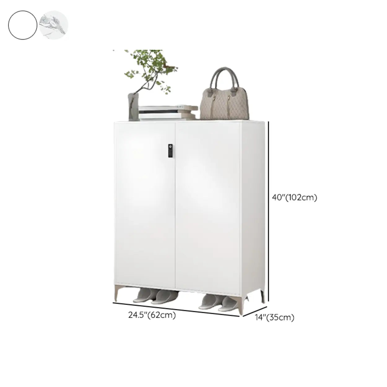 Modern White Wood Large Entryway Shoe Cabinet