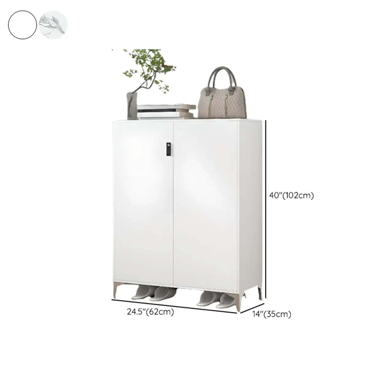 Modern White Wood Large Entryway Shoe Cabinet