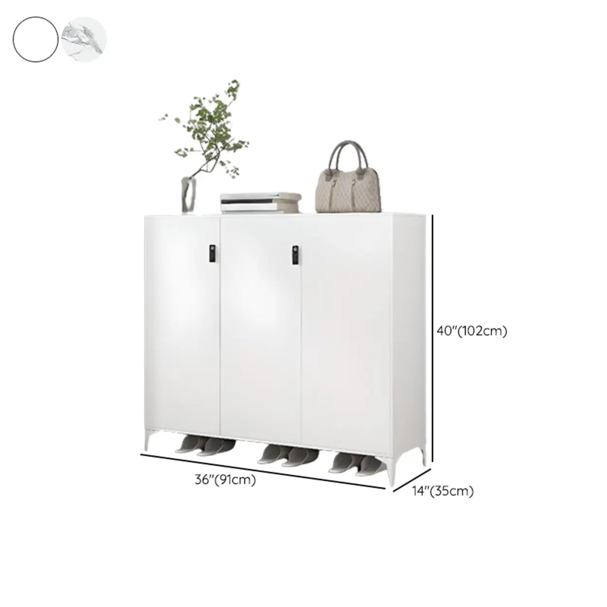 Modern White Wood Large Entryway Shoe Cabinet