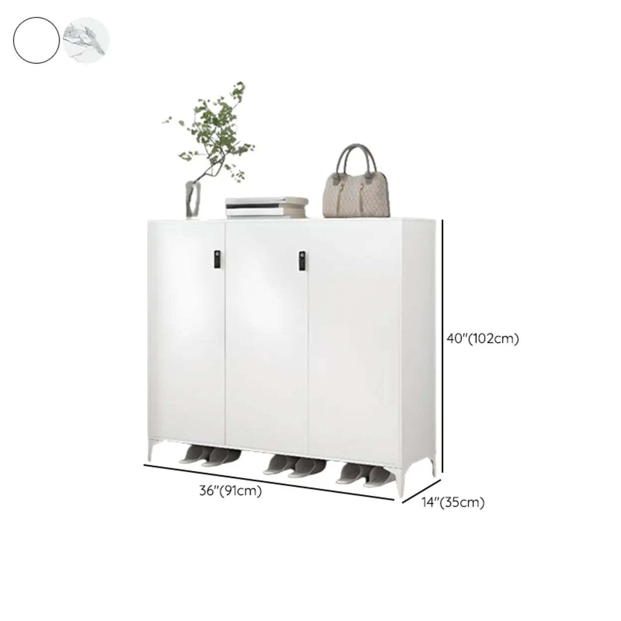 Modern White Wood Large Entryway Shoe Cabinet