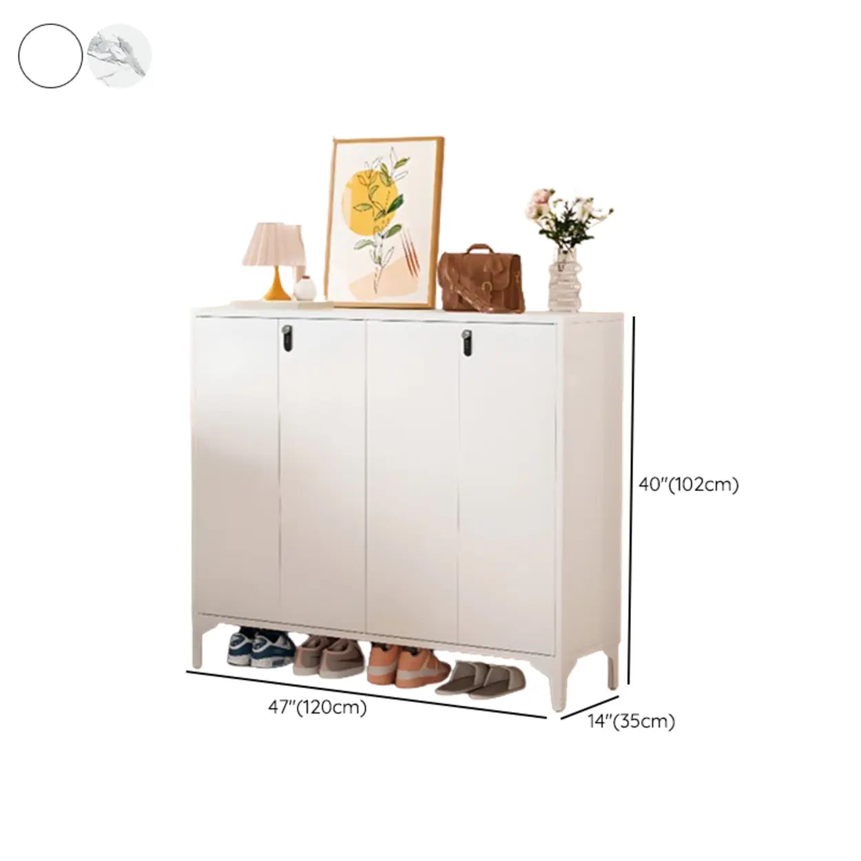 Modern White Wood Large Entryway Shoe Cabinet