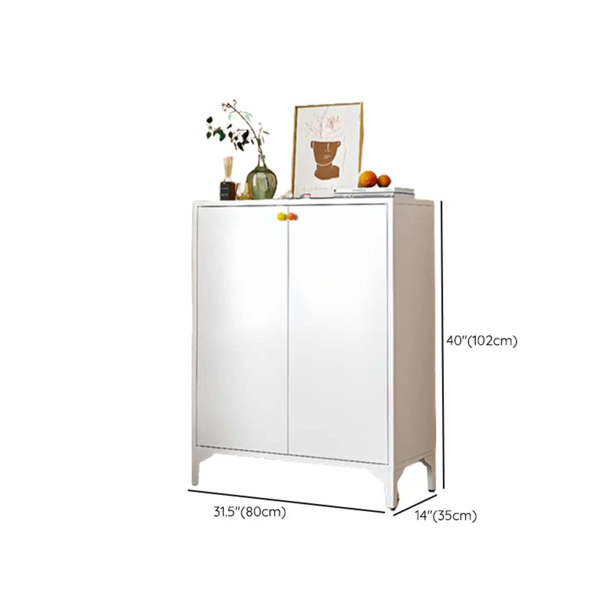 Modern White Wood Large Entryway Shoe Cabinet