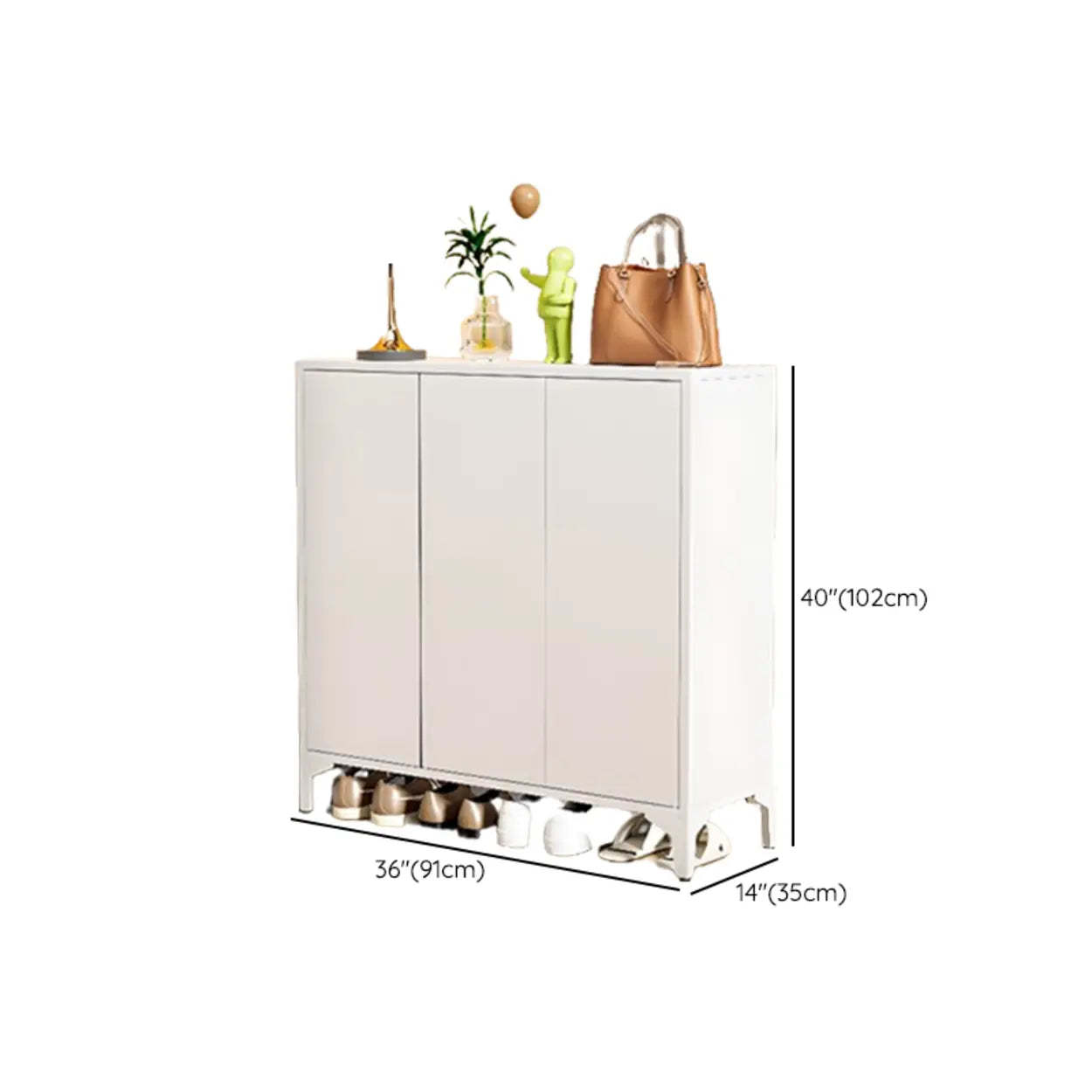 Modern White Wood Large Entryway Shoe Cabinet