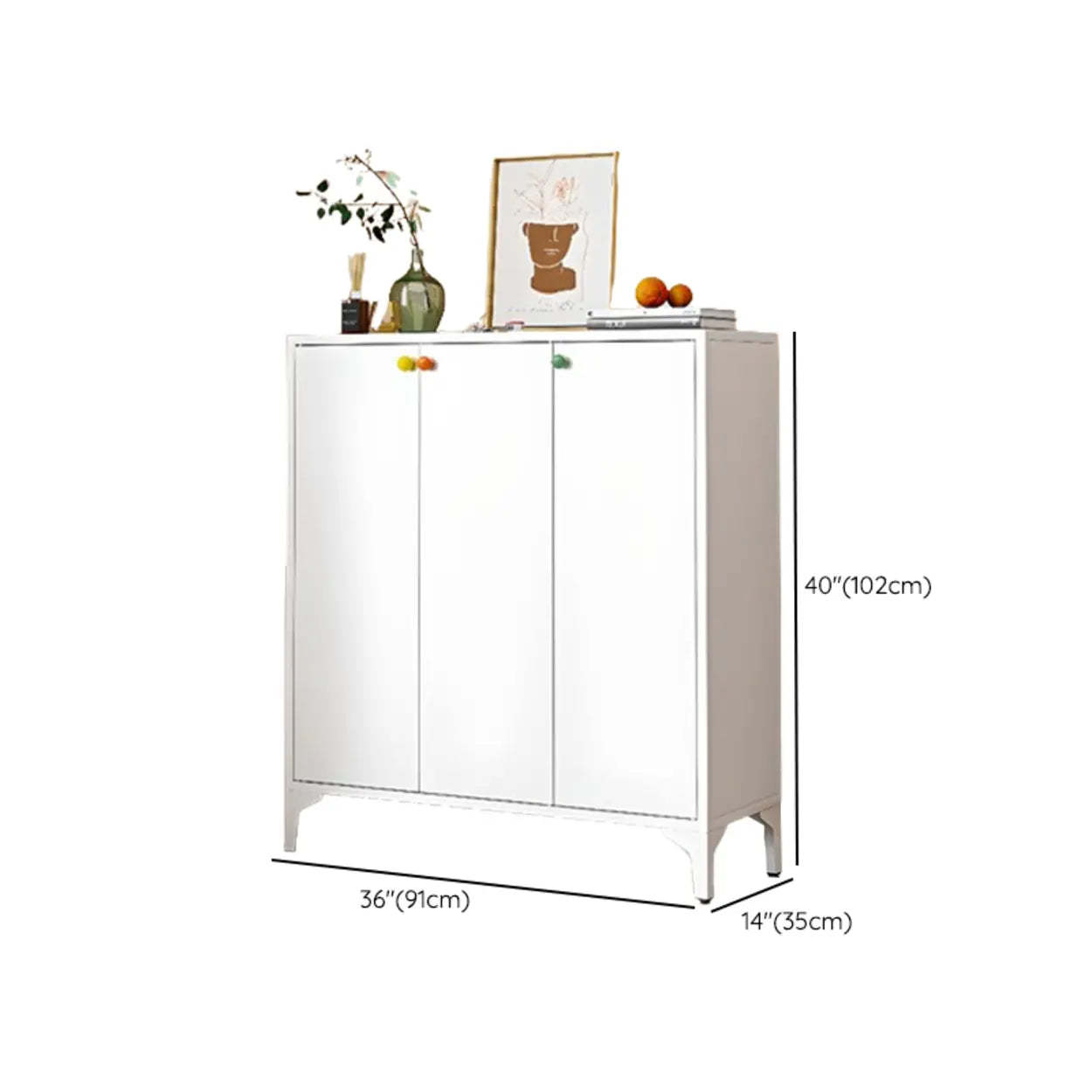Modern White Wood Large Entryway Shoe Cabinet