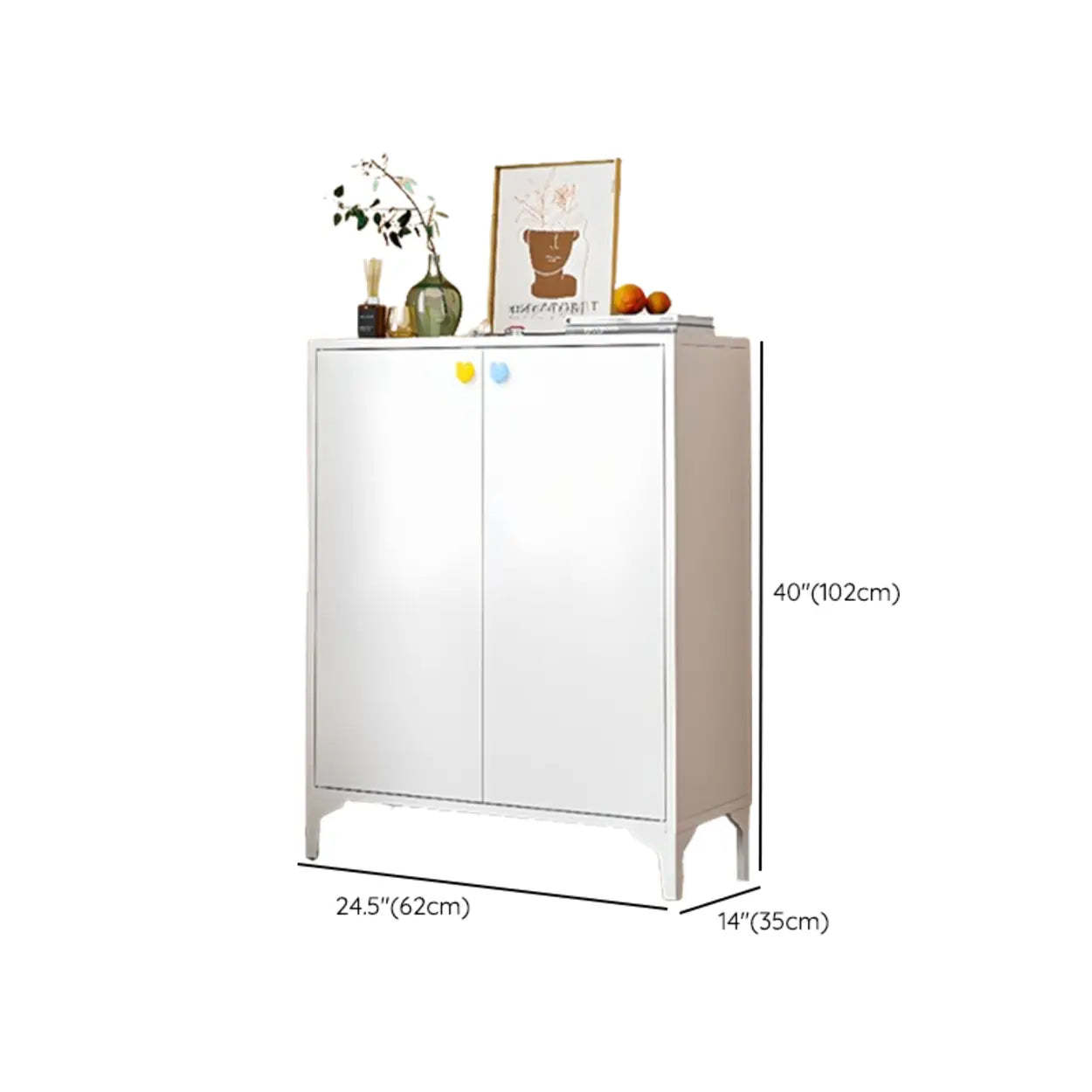 Modern White Wood Large Entryway Shoe Cabinet