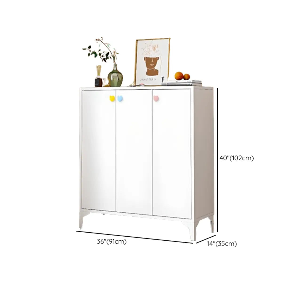 Modern White Wood Large Entryway Shoe Cabinet