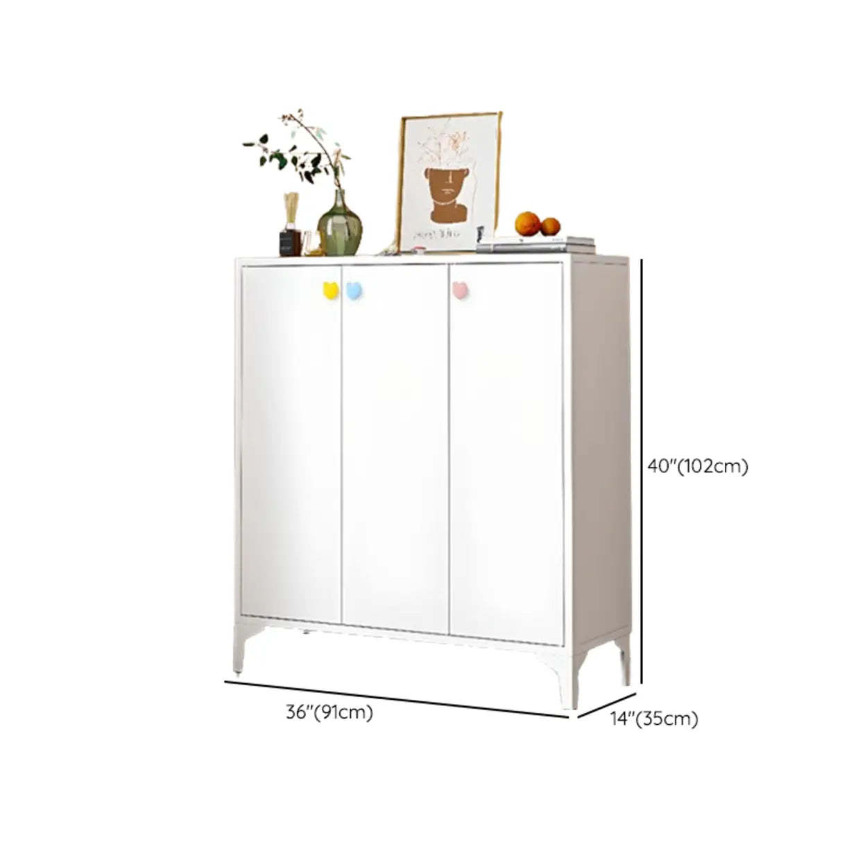 Modern White Wood Large Entryway Shoe Cabinet