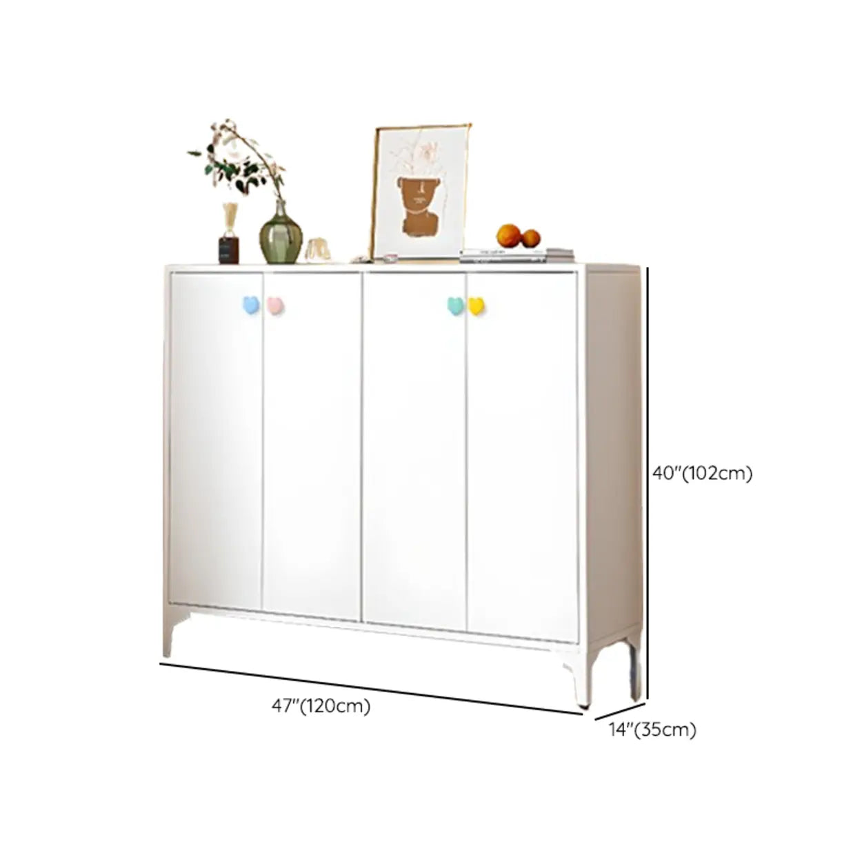 Modern White Wood Large Entryway Shoe Cabinet
