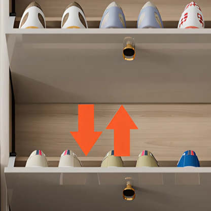 Modern White Wood Sliding Shoe Cabinet