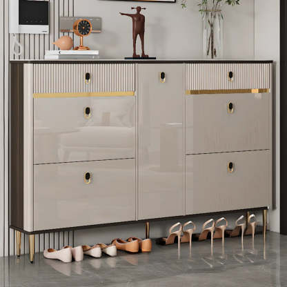 Modern White Wood Sliding Shoe Cabinet