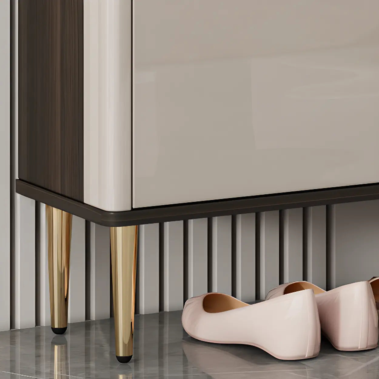 Modern White Wood Sliding Shoe Cabinet