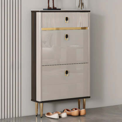 Modern White Wood Sliding Shoe Cabinet