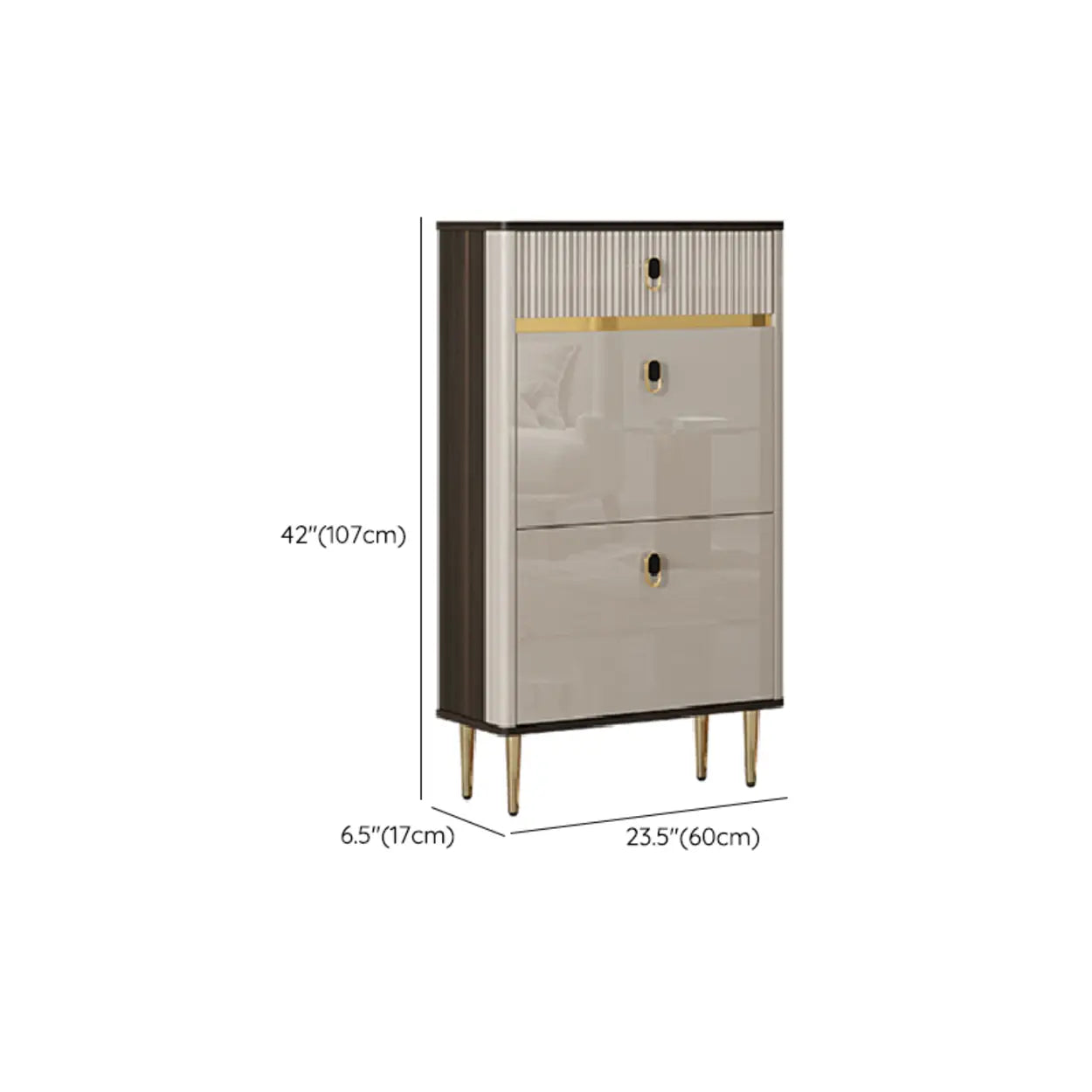Modern White Wood Sliding Shoe Cabinet
