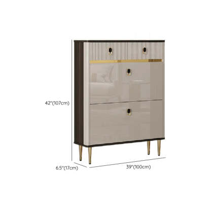 Modern White Wood Sliding Shoe Cabinet