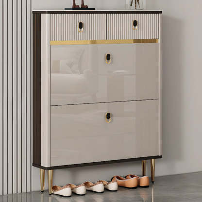 Modern White Wood Sliding Shoe Cabinet