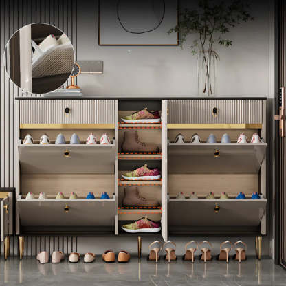 Modern White Wood Sliding Shoe Cabinet