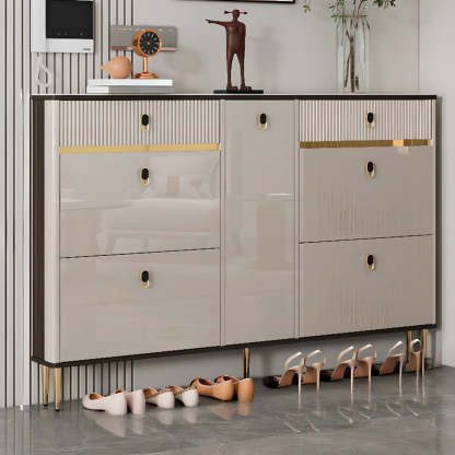 Modern White Wood Sliding Shoe Cabinet