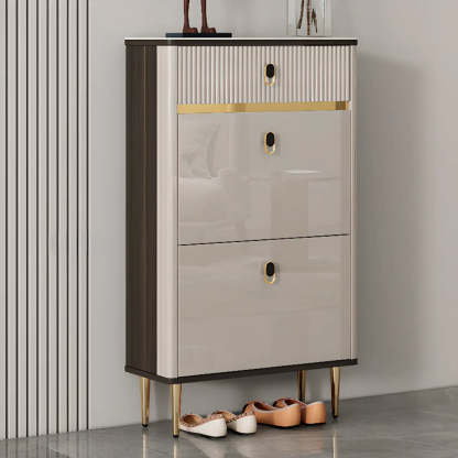 Modern White Wood Sliding Shoe Cabinet