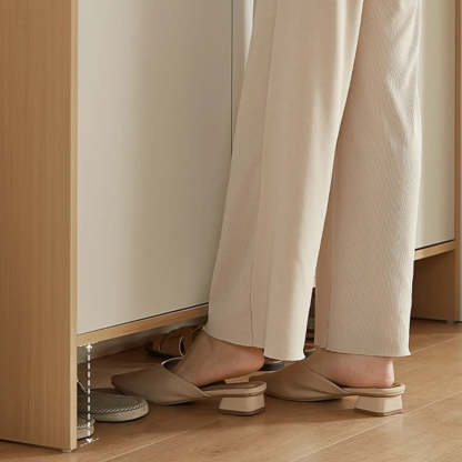 Modern Beige Wood Entryway Shoe Cabinet