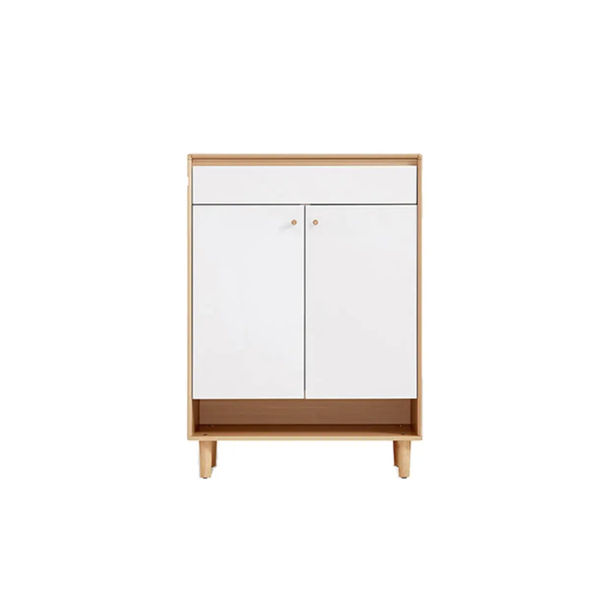 Modern Beige Wood Entryway Shoe Cabinet