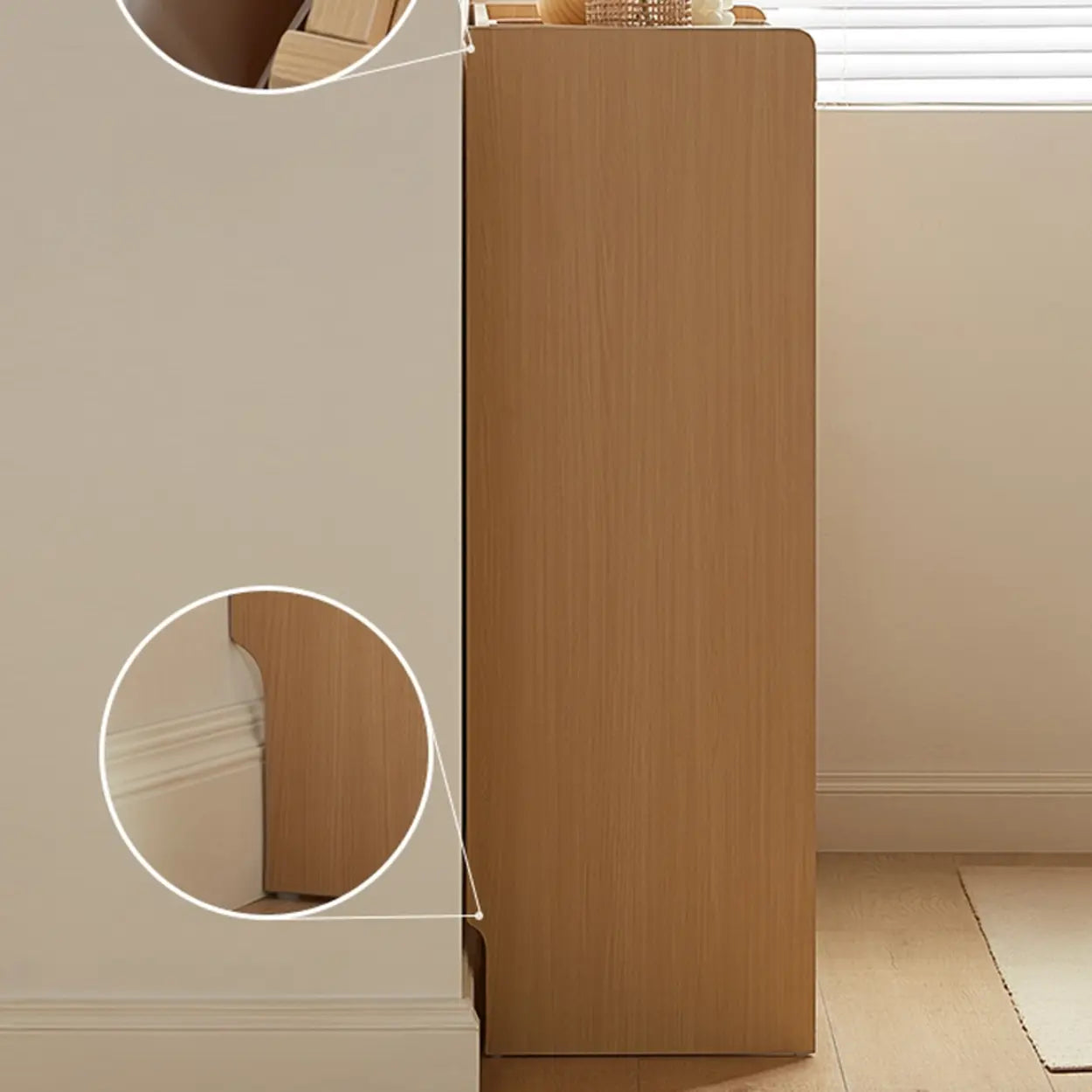 Modern Beige Wood Entryway Shoe Cabinet