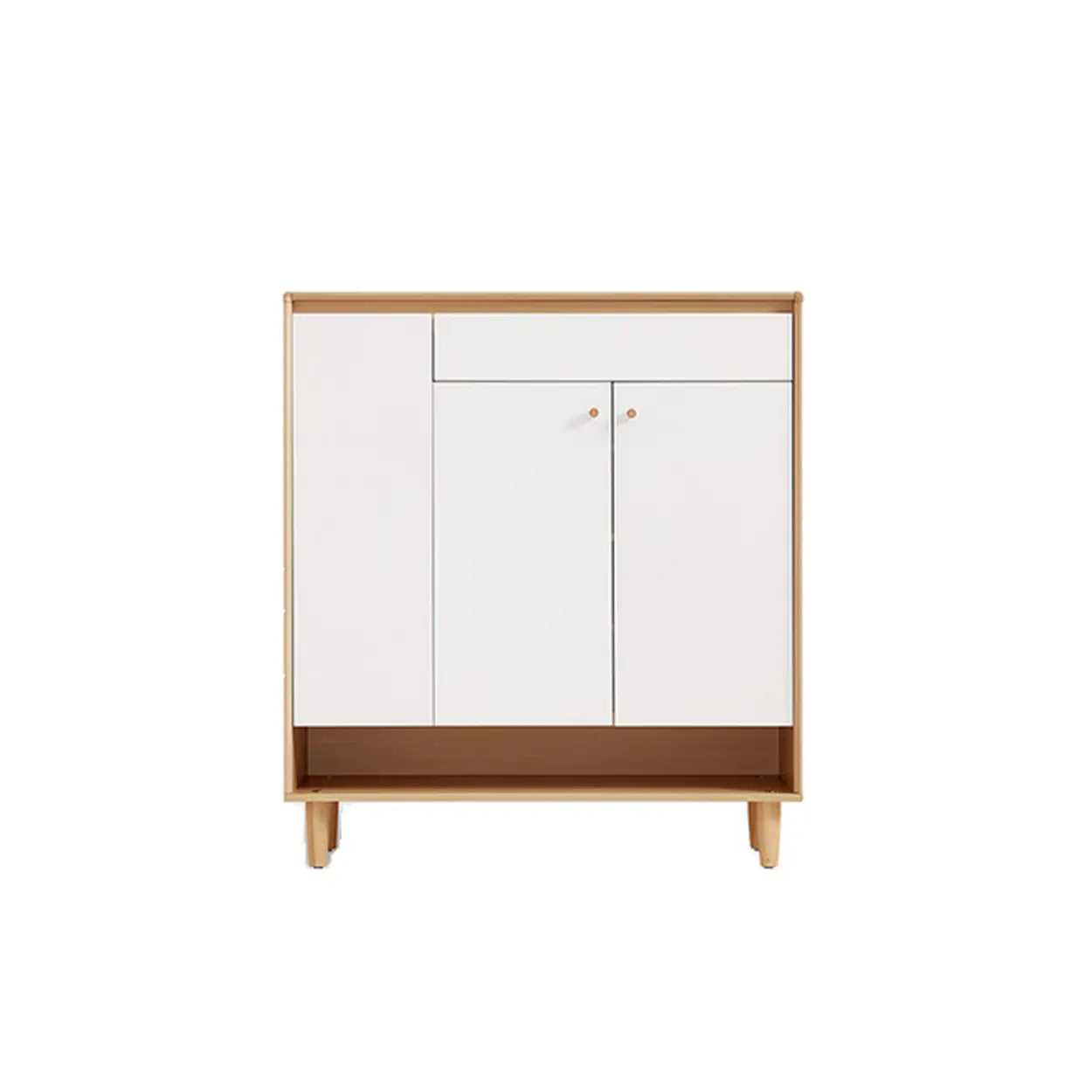 Modern Beige Wood Entryway Shoe Cabinet