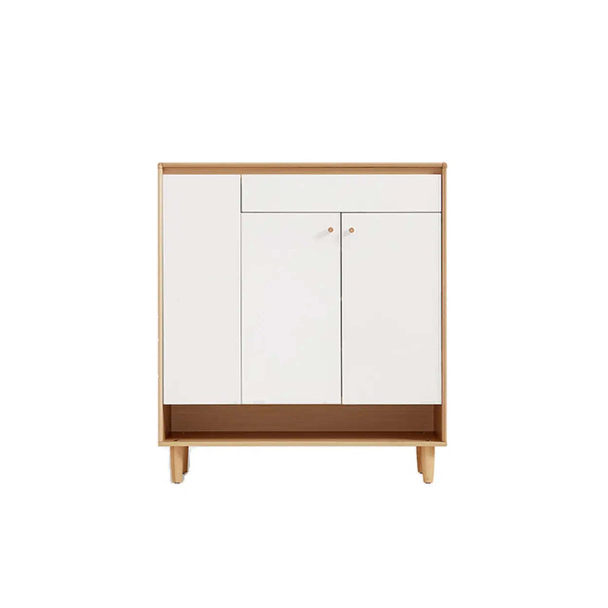 Modern Beige Wood Entryway Shoe Cabinet