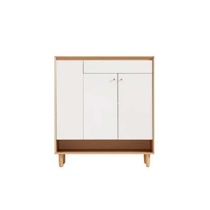 Modern Beige Wood Entryway Shoe Cabinet