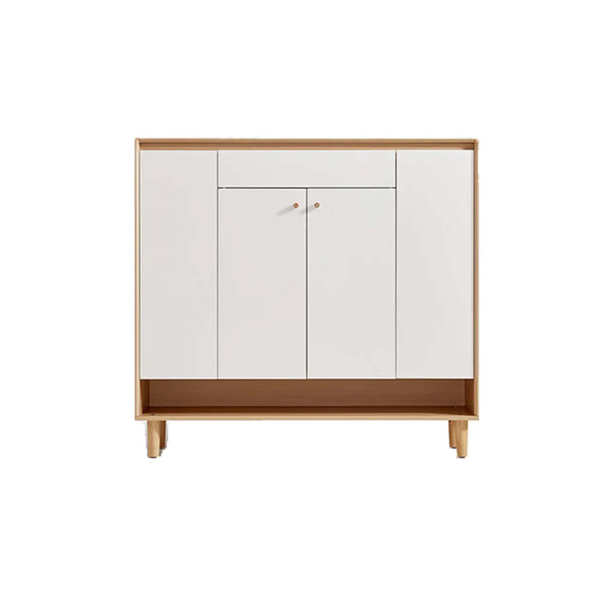 Modern Beige Wood Entryway Shoe Cabinet