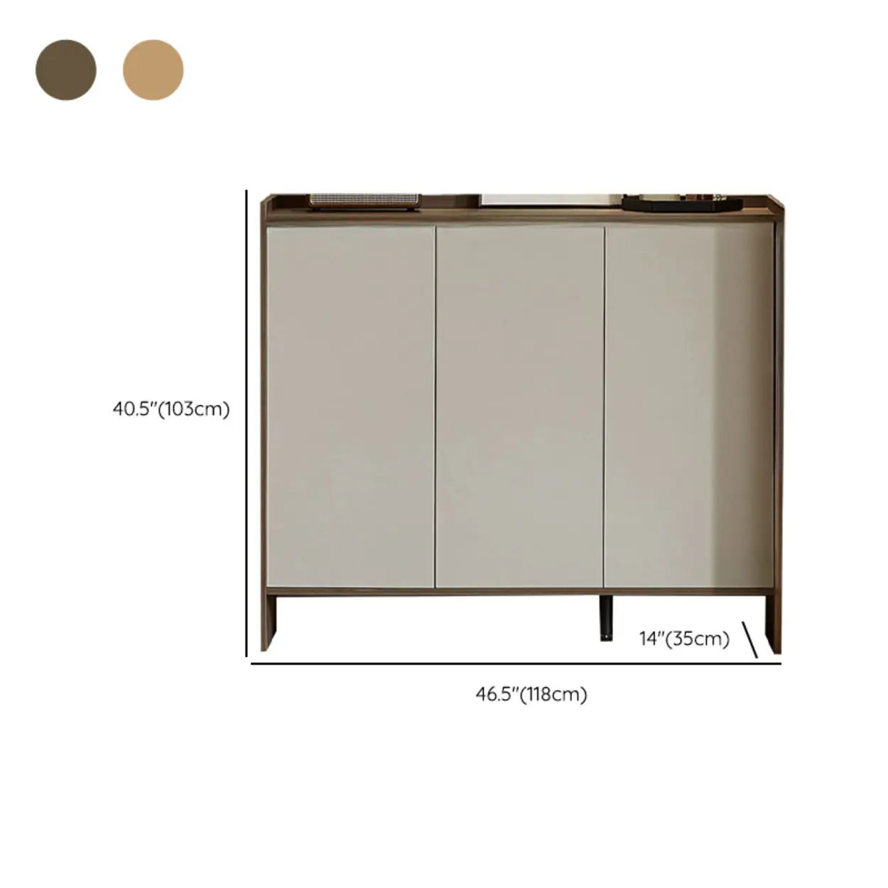 Modern Beige Wood Entryway Shoe Cabinet