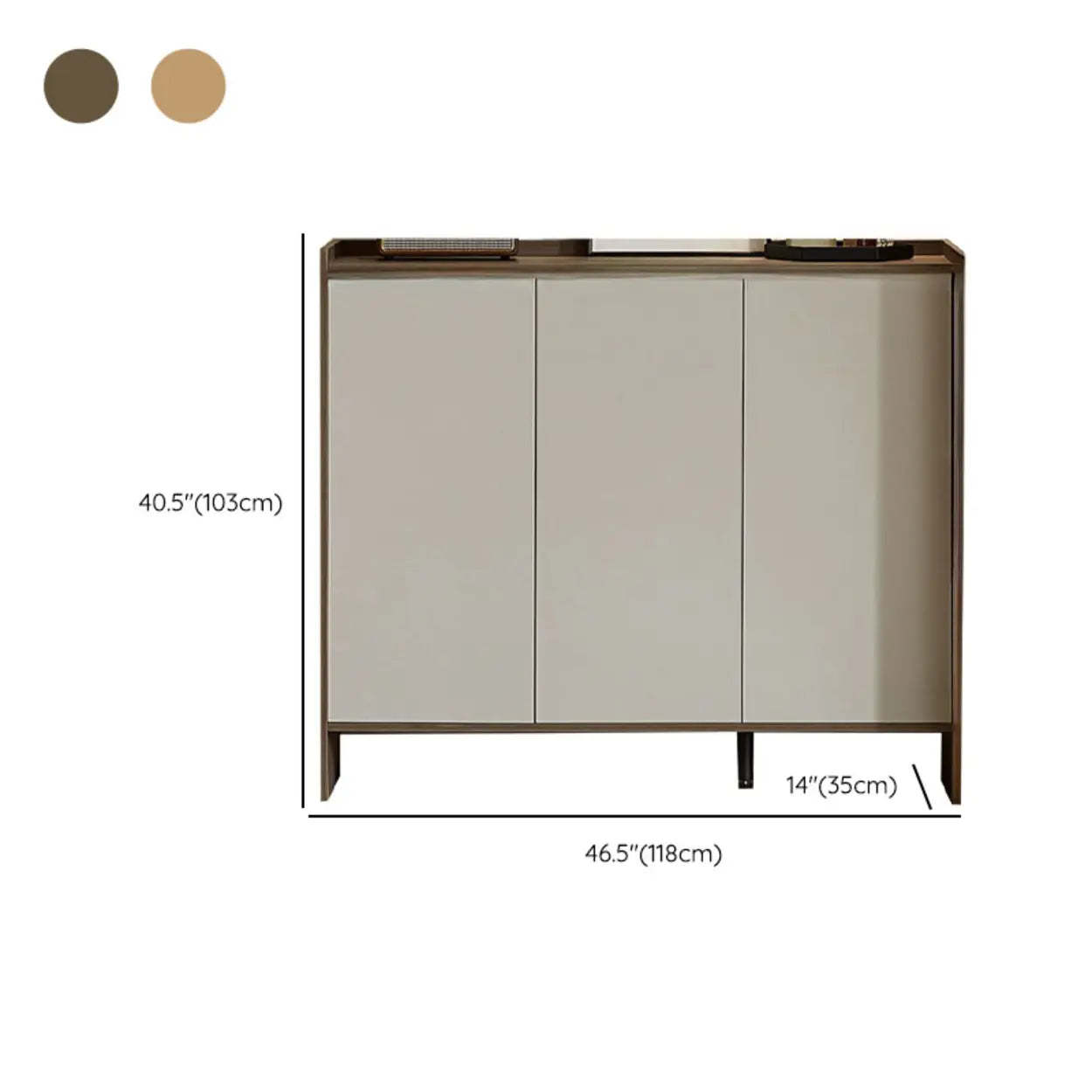 Modern Beige Wood Entryway Shoe Cabinet