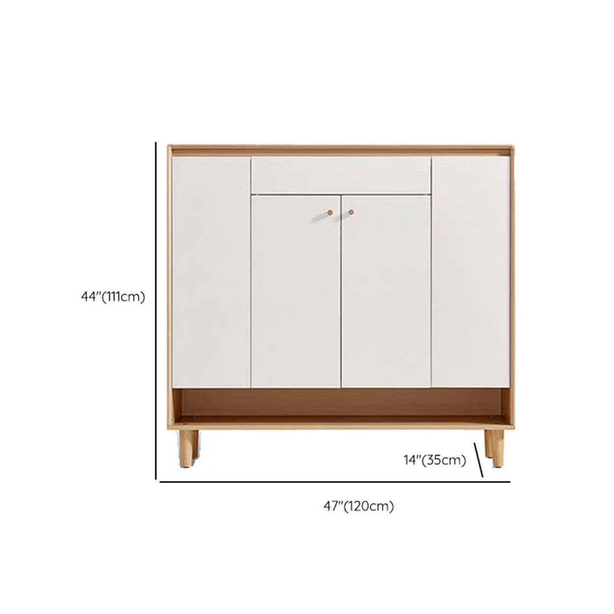 Modern Beige Wood Entryway Shoe Cabinet
