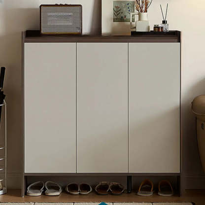 Modern Beige Wood Entryway Shoe Cabinet — Grey