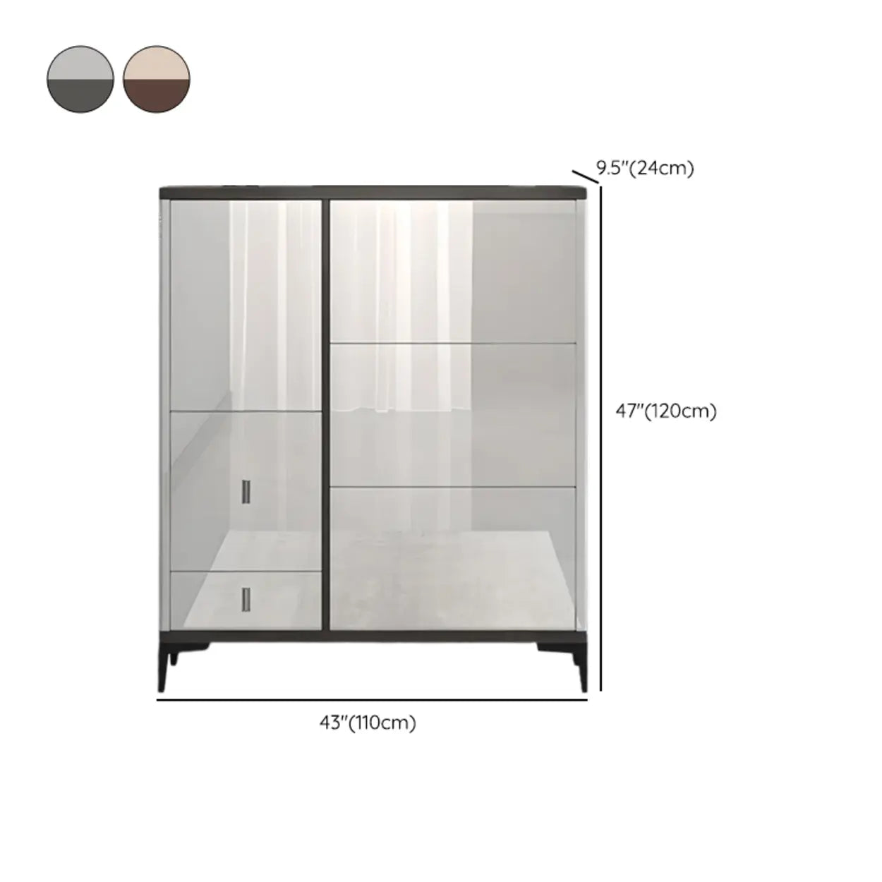 Modern Cream Wood Large Entryway Shoe Cabinet
