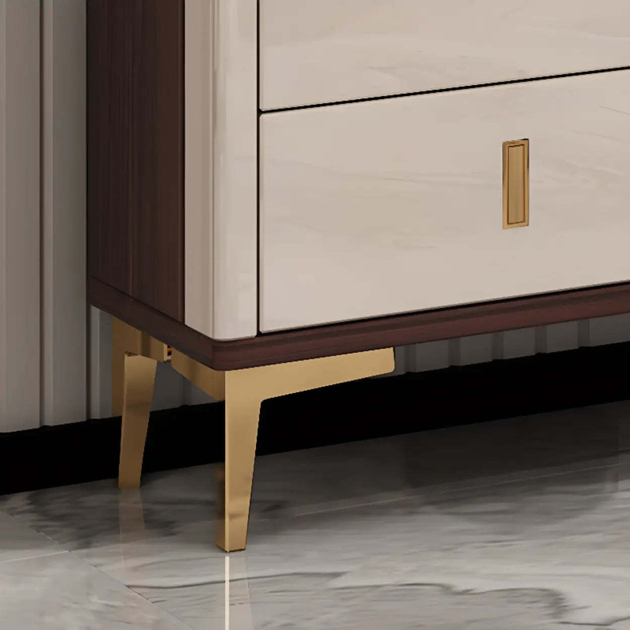 Modern Cream Wood Large Entryway Shoe Cabinet — Grey / Stool Not Included