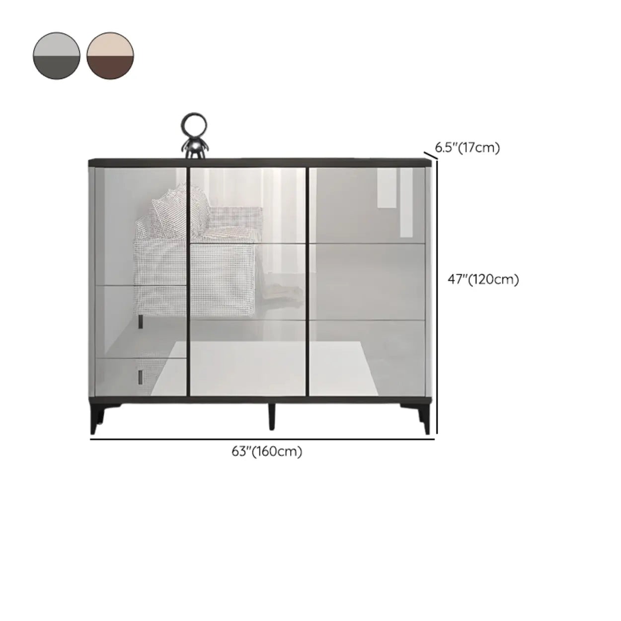 Modern Cream Wood Large Entryway Shoe Cabinet
