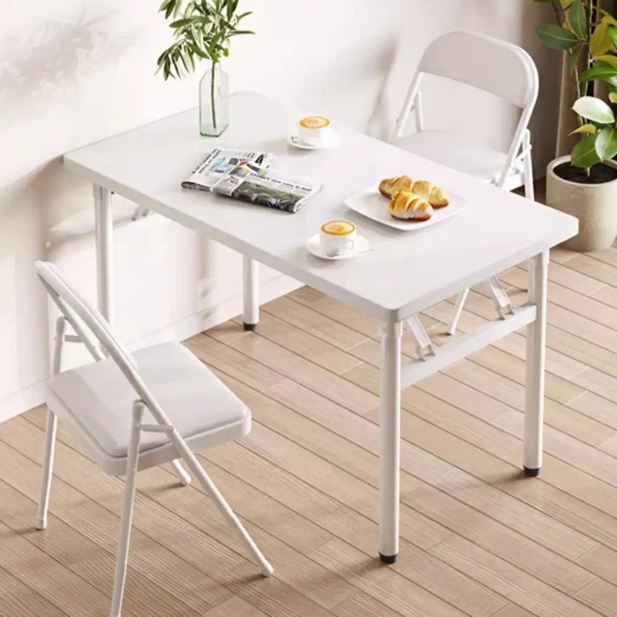 Rectangular Wood Folding Dining Table — Black / Table Only