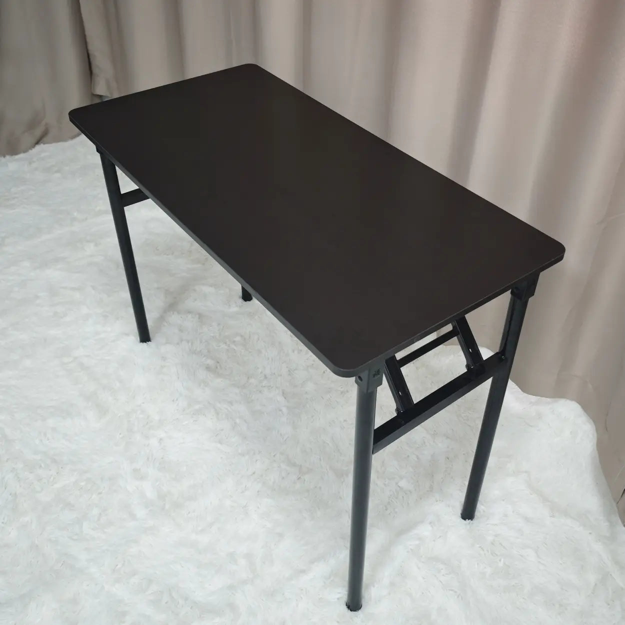 Rectangular Wood Folding Dining Table — Black / Table Only