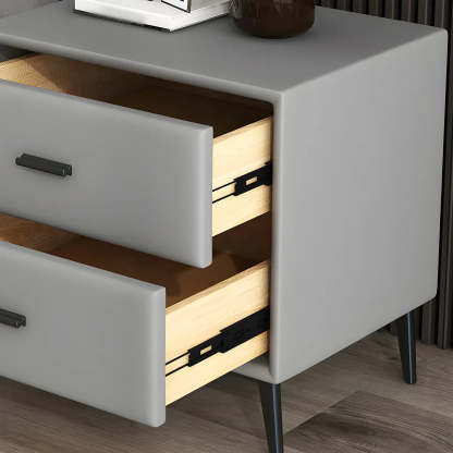 Modern Rectangular Gray Wood Nightstand with Drawer — Light Blue
