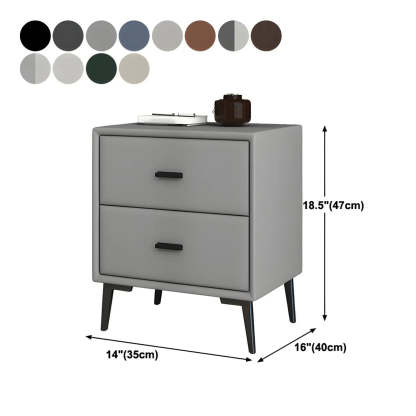 Modern Rectangular Gray Wood Nightstand with Drawer — Light Gray