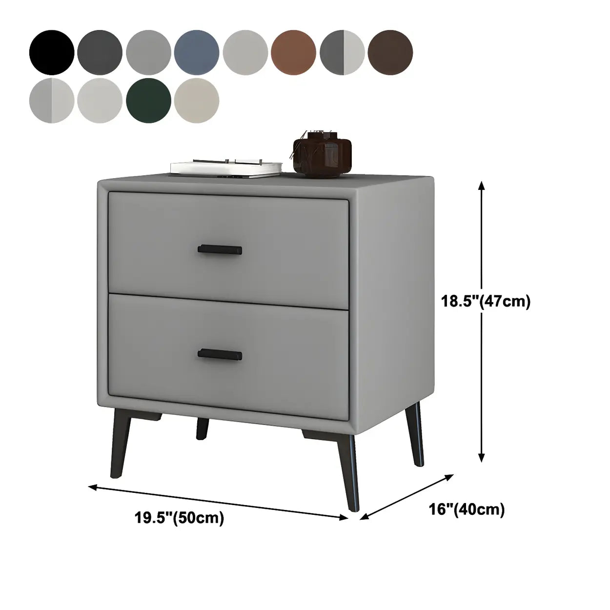 Modern Rectangular Gray Wood Nightstand with Drawer — Off-White