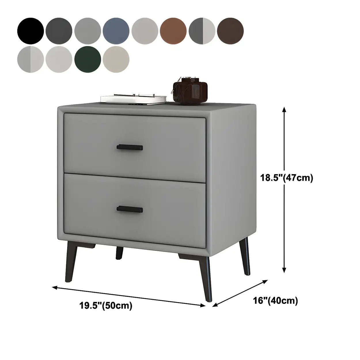 Modern Rectangular Gray Wood Nightstand with Drawer — Off-White