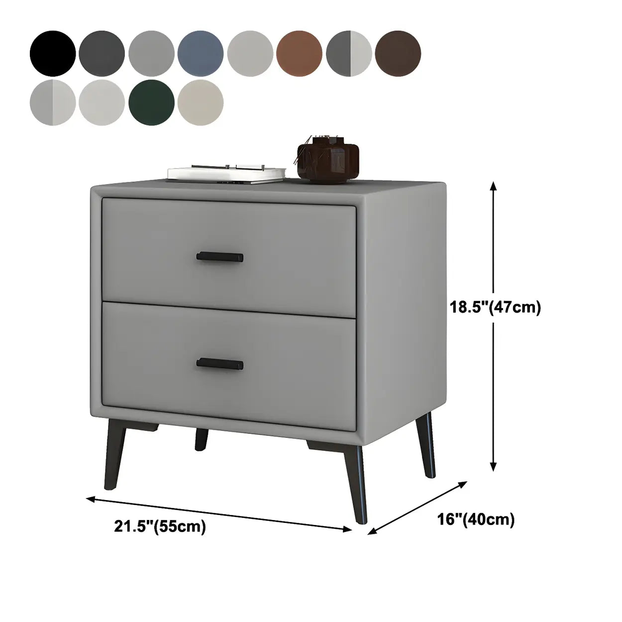 Modern Rectangular Gray Wood Nightstand with Drawer — Beige